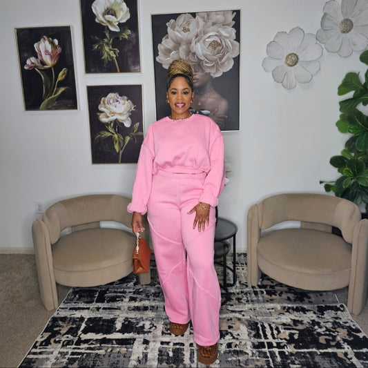 Pretty in Plush Pink Jogger Set (Some Stretch)