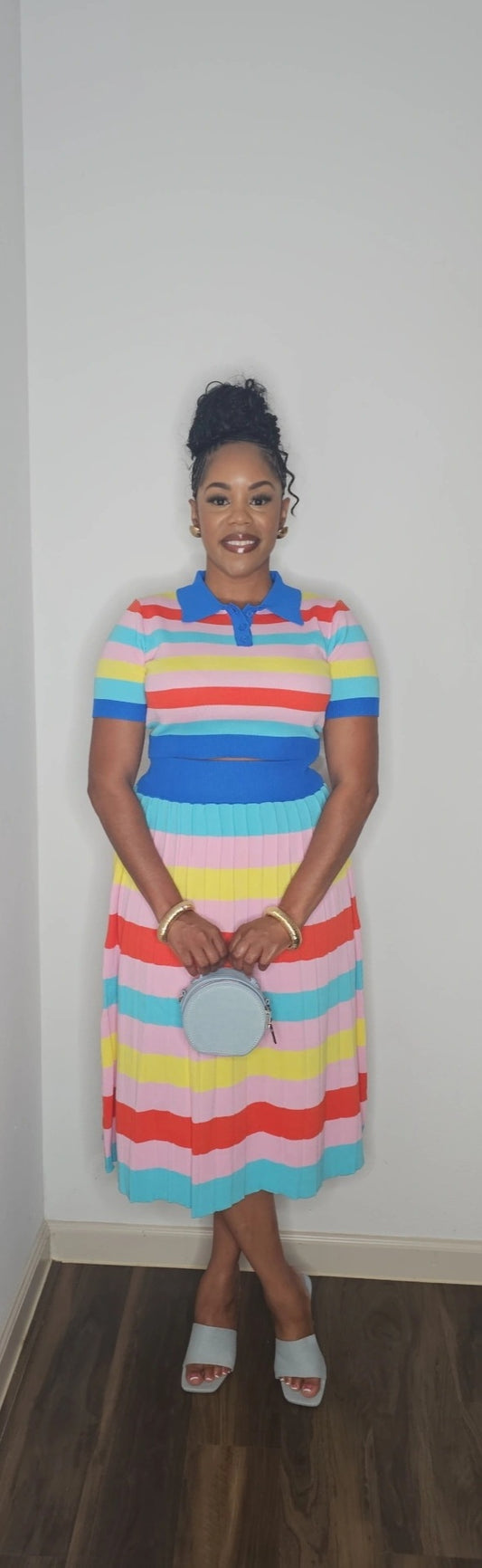 Colorful Dream Striped Skirt Set (Stretchy)